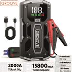 Groove M01 15800mah 2000a Akü Takviye Cihazı Taşınabilir Jump Starter Powerbank+led Lamba+lcd Ekran