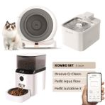 Groove Q-Clean Akıllı Otomatik Kedi Tuvaleti Gri - Petfit Aqua Flow Akıllı Bataryalı Su Pınarı Çeşmesi + Petfit AutoDine X Akıllı Otomatik Mama Kabı Bundle