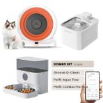 Groove Q-Clean Akıllı Otomatik Kedi Tuvaleti Turuncu - Petfit Aqua Flow Akıllı Bataryalı Su Pınarı Çeşmesi + Petfit CatMax Pro Plus Akıllı Otomatik Mama Kabı Bundle