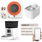 Groove Q-Clean Akıllı Otomatik Kedi Tuvaleti Turuncu - Petfit Aqua Flow Akıllı Bataryalı Su Pınarı Çeşmesi + Petfit Feline Prime Akıllı Otomatik Mama Kabı Bundle - 53 x 41 x 41 cm