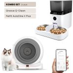 Groove Q-Clean Wi-Fi Akıllı Otomatik Kedi Tuvaleti Gri + Petfit Autodine x Plus 5l Wi-Fi Kameralı Akıllı Otomatik Mama Kabı Besleme Ünitesi Bundle - 53 x 41 x 41 cm - Beyaz - Gri