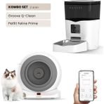 Groove Q-Clean Wi-Fi Akıllı Otomatik Kedi Tuvaleti Gri + Petfit Feline Prime 3l Wi-Fi Kameralı Akıllı Otomatik Mama Kabı Besleme Ünitesi Bundle - 53 x 41 x 41 cm - Beyaz - Gri