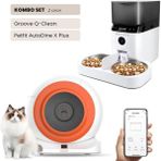 Groove Q-Clean Wi-Fi Akıllı Otomatik Kedi Tuvaleti Turuncu + Petfit Autodine x Plus 5l Wi-Fi Kameralı Akıllı Otomatik Mama Kabı Besleme Ünitesi Bundle - 53 x 41 x 41 cm