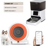 Groove Q-Clean Wi-Fi Akıllı Otomatik Kedi Tuvaleti Turuncu + Petfit Elevate x 4l Wi-Fi Akıllı Otomatik Mama Kabı Besleme Ünitesi Bundle - 53 x 41 x 41 cm