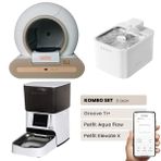 Groove Ti+ Akıllı Otomatik Kedi Tuvaleti Kahverengi - Petfit Aqua Flow Akıllı Bataryalı Su Pınarı Çeşmesi + Petfit Elevate X Akıllı Otomatik Mama Kabı Bundle