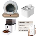 Groove Ti+ Otomatik Kedi Tuvaleti Kahverengi - Petfit Aqua Flow Akıllı Su Pınarı Çeşmesi - Petfit AutoDine X Otomatik Mama Kabı