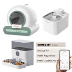 Groove Ti+ Otomatik Kedi Tuvaleti Yeşil - Petfit Aqua Flow Akıllı Su Pınarı Çeşmesi - Petfit CatMax Pro Plus Otomatik Mama Kabı