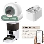 Groove Ti+ Otomatik Kedi Tuvaleti Yeşil - Petfit Aqua Flow Akıllı Su Pınarı Çeşmesi - Petfit Elevate X Otomatik Mama Kabı