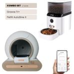 Groove Ti+ Wi-Fi Akıllı Otomatik Kedi Tuvaleti Kahverengi + Petfit Autodine x 5l Wi-Fi Kameralı Akıllı Otomatik Mama Kabı Besleme Ünitesi Bundle - 53 x 41 x 41 cm