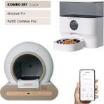 Groove Ti+ Wi-Fi Akıllı Otomatik Kedi Tuvaleti Kahverengi + Petfit Catmax Pro 5l Wi-Fi Kameralı Akıllı Otomatik Mama Kabı Besleme Ünitesi Bundle - 53 x 41 x 41 cm