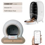 Groove Ti+ Wi-Fi Akıllı Otomatik Kedi Tuvaleti Kahverengi + Petfit Meow Pure 3l Wi-Fi Kameralı Akıllı Otomatik Mama Kabı Besleme Ünitesi Bundle - 53 x 41 x 41 cm