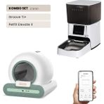 Groove Ti+ Wi-Fi Akıllı Otomatik Kedi Tuvaleti Yeşil + Petfit Elevate x 4l Wi-Fi Akıllı Otomatik Mama Kabı Besleme Ünitesi Bundle - 53 x 41 x 41 cm - Beyaz - Yeşil