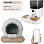 Groove Ti+Wi-Fi Akıllı Otomatik Kedi Tuvaleti Kahverengi + Petfit Autodine x Plus 5l Wi-Fi Kameralı Akıllı Otomatik Mama Kabı Besleme Ünitesi Bundle - 53 x 41 x 41 cm