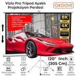 Groove Vizio Pro 120¨inch 265x150cm Blackout Işık Geçirmez Tripod Ayaklı Projeksiyon Perdesi +taşınabilir+canlı Renkler+göz Koruma