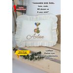 gros shop Müslin Yeni Doğan 4Katlı Organik %100Pamuk Kişiye Özgü Nakışlı Hastane Çıkış Seti-Aslan Model