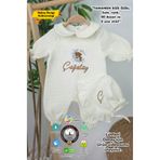 gros shop Müslin Yeni Doğan 4Katlı Organik %100Pamuk Kişiye Özgü Nakışlı Hastane Çıkış Seti (Ayıcık Model 4)