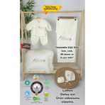 gros shop Müslin Yeni Doğan 4Katlı Organik %100Pamuk Kişiye Özgü Nakışlı Hastane Çıkış Seti-Papatya