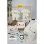 Gros Shop Müslin Yeni Doğan 4katlı Organik %100PAMUK Kişiye Özgü Nakışlı Hastane Çıkış Seti(3'lü Kelebk Model) - Ekru - 0 - 3 Ay