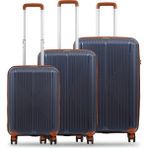 GROUND Sirius 3'lü Valiz Seti Denim-Taba - 10728 - Lacivert - Taba