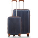 GROUND Sirius Gar 2'li Valiz Seti Büyük-Kabin - Denim Taba - 10728 - Mavi - Taba