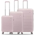 GROUND Ultra Hafif Polipropilen Kırılmaz 3 Lü Valiz Seti - Soft Pink
