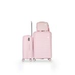 GROUND Vanille Büyük ve Orta Boy Valiz + Makyaj Çantası - Soft Pink - 10663