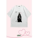 Grove Fashion Batman ve Catwoman Baskılı Sevgililer Günü Çift Oversize T-Shirt