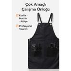 GROVİNG HAİR Profesyonel Çok Amaçlı Çalışma Önlüğü Kuaför Barista Mutfak Atölye Önlüğü Çok Cepli