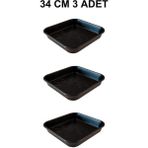 Grow Wizard Kare Saksı Altlığı 34 cm 3 Adet - Siyah