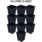 Grow Wizard Plastik Kare Saksı 0.5 Litre 10 Adet