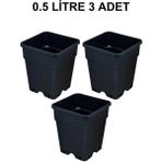 Grow Wizard Plastik Kare Saksı 0.5 Litre 3 Adet