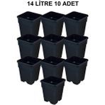 Grow Wizard Plastik Kare Saksı 14 Litre 10 Adet