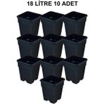 Grow Wizard Plastik Kare Saksı 18 Litre 10 Adet