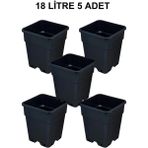 Grow Wizard Plastik Kare Saksı 18 Litre 5 Adet