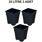 Grow Wizard Plastik Kare Saksı 25 Litre 3 Adet