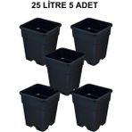 Grow Wizard Plastik Kare Saksı 25 Litre 5 Adet