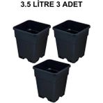 Grow Wizard Plastik Kare Saksı 3.5 Litre 3 Adet