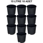 Grow Wizard Plastik Yuvarlak Saksı 15 Litre 10 Adet