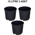 Grow Wizard Plastik Yuvarlak Saksı 15 Litre 3 Adet