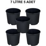 Grow Wizard Plastik Yuvarlak Saksı 7 Litre 5 Adet