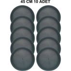 Grow Wizard Yuvarlak Yeşil Saksı Altlığı 45 cm 10 Adet - Siyah