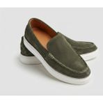 Growish GR0050 Hakiki Yeşil Nubuk Süet Deri Mevsime Uygun Şort Altı Keten Pantolona Uygun Günlük Kullanım Erkek Loafer Rok Model Ayakkabı - 10D-Kahverengi
