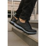 Growish GR0383 Hakiki Deri 38 Numara Küçük Numara Baskı Azaltıcı Faylon Taban Lastik Bağcık Günlük Sneaker Kadın Erkek Ayakkabı - Siyah-149834