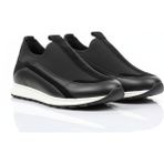 Growish GR0438 Hakiki Deri & Tekstil Slip-On Teknoloji Paraşut Kumaş Eva Taban Spor Koşu Fitness Antreman Ayakkabı - Siyah