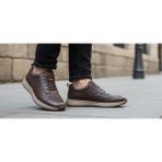 Growish GR0444 Hakiki Deri Bej Renk Eva Taban Geometrik Desenli Kahverengi Sneaker Yürüyüş Ayakkabısı - Kahverengi - Açık Bej