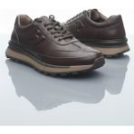 Growish GR0467 Hakiki Deri Hafif ve Sağlam Termo Taban Kabartmalı Sneaker Koşu Yürüyüş Ayakkabısı - Kahverengi