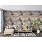 Grown Kahverengi Dairesel Desenli Geometrik Duvar Kağıdı - Salon ve Oturma Odası
