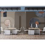Grown Kahverengi ve Bej Minimalist Geometrik Desenli Duvar Kağıdı - Salon ve Oturma Odası