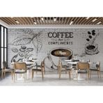 Grown Siyah Beyaz, Kahve Fincanlı ve Yazılı Kafe Duvar Kağıdı