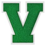 GROZON 11,5 cm Letterman Mektupları Şönil İşlemeli Yama Varsity Mektup Yamaları Giyim Ceketler Spor Giyim Kot Çantaları için Ütü Üzerine Mektup Yamaları (Yeşil, V)